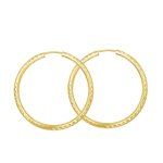 Ohrringe, Creolen, Gelbgold 585 / 14K, Außendurchmesser 40 mm, Breite 2.5 mm, Gewicht ca. 2.3 g