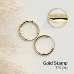 Ohrringe, Creolen, Gelbgold 375 / 9K, Außendurchmesser 15 mm, Breite 1.3 mm, Gewicht ca. 0.3 g.
