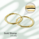 Ohrringe, Creolen, Gelbgold 375 / 9K, Außendurchmesser 20 mm, Breite 2.5 mm, Gewicht ca. 0.9 g