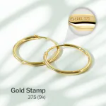 Ohrringe, Creolen, Gelbgold 375 / 9K, Außendurchmesser 20 mm, Breite 2.5 mm, Gewicht ca. 0.9 g