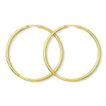 Ohrringe, Creolen, Gelbgold 750 / 18K, Außendurchmesser 60 mm, Breite 2.5 mm, Gewicht ca. 4.17 g