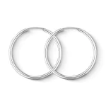 Ohrringe, Creolen, Weißgold 375 / 9K, Außendurchmesser 20 mm, Breite 2 mm, Gewicht ca. 0.6 g