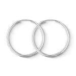 Ohrringe, Creolen, Weißgold 750 / 18K, Außendurchmesser 20 mm, Breite 2 mm, Gewicht ca. 0.9 g