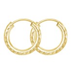 Ohrringe, Creolen, Gelbgold 333 / 8K, Außendurchmesser 15 mm, Breite 2.5 mm, Gewicht ca. 0.7 g