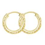 Ohrringe, Creolen, Gelbgold 333 / 8K, Außendurchmesser 15 mm, Breite 2.5 mm, Gewicht ca. 0.7 g