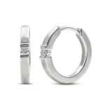 0,06 Karat Diamant Creolen, Weißgold 750 / 18 Karat, Außendurchmesser 13 mm, Breite 2.3 mm, Gewicht ca. 2.9 g.