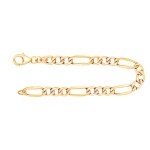 Armband als Figarokette hohl in Gelbgold 333 / 8K, 21 cm lang, 4 mm breit, Gewicht ca. 3.1 g.