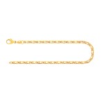 Armband als Tigeraugenkette hohl in Gelbgold 585 / 14K, 19 cm lang, 2,5 mm breit, Gewicht ca. 1.7 g.