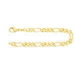 Armband als Figarokette diamantiert in Gelbgold 585 / 14K, 19 cm lang, 5,3 mm breit, Gewicht ca. 12.6 g.