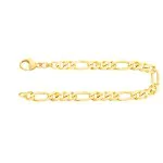 Armband als Figarokette diamantiert in Gelbgold 585 / 14K, 21 cm lang, 5,3 mm breit, Gewicht ca. 13.9 g.