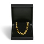 Armband als Figarokette diamantiert in Gelbgold 585 / 14K, 21 cm lang, 5,3 mm breit, Gewicht ca. 13.9 g.