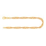 Armband als Singapurkette in Gelbgold 585 / 14K, 19 cm lang, 3,4 mm breit, Gewicht ca. 4.2 g.