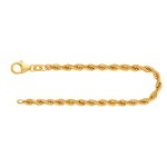 Armband als Kordelkette hohl Leichtversion in Gelbgold 585 / 14K, 19 cm lang, 4,4 mm breit, Gewicht ca. 4.5 g.