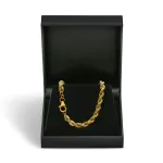 Armband als Kordelkette hohl Leichtversion in Gelbgold 585 / 14K, 19 cm lang, 4,4 mm breit, Gewicht ca. 4.5 g.