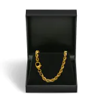 Armband als Kordelkette hohl in Gelbgold 585 / 14 Karat, 21 cm lang, 4.4 mm breit, Gewicht ca. 6,2 g.