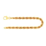 Armband als Kordelkette hohl in Gelbgold 585 / 14K, 18 cm lang, 5 mm breit, Gewicht ca. 6.5 g.