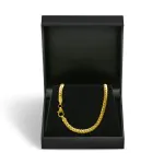 Armband als Panzerkette weit in Gelbgold 750 / 18K, 18.7 cm lang, 3,6 mm breit, Gewicht ca. 8.4 g.