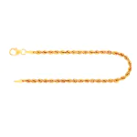 Armband als Kordelkette hohl in Gelbgold 585 / 14 Karat, 17 cm lang, 2.7 mm breit, Gewicht ca. 2 g.