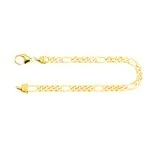 Armband als Figarokette diamantiert in Gelbgold 750 / 18K, 19 cm lang, 4,3 mm breit, Gewicht ca. 10.8 g.