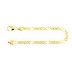 Armband als Figarokette diamantiert in Gelbgold 750 / 18K, 22 cm lang, 4,3 mm breit, Gewicht ca. 12.5 g.