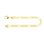 Armband als Figarokette diamantiert in Gelbgold 750 / 18K, 22 cm lang, 4,3 mm breit, Gewicht ca. 12.5 g.