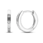 0,03 Karat Diamant Creolen, Weißgold 750 / 18K, Außendurchmesser 11 mm, Breite 1.8 mm, Gewicht ca. 1.9 g