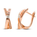 0,12 Karat Diamant Creolen, Rotgold 585 / 14K, Außendurchmesser 13.5 mm, Breite 4.9 mm, Gewicht ca. 2.5 g