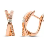 0,12 Karat Diamant Creolen, Rotgold 585 / 14K, Außendurchmesser 13.5 mm, Breite 4.9 mm, Gewicht ca. 2.5 g