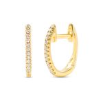 0,07 Karat Diamant Creolen, Gelbgold 750 / 18K, Außendurchmesser 10.3 mm, Breite 1.3 mm, Gewicht ca. 1.0 g