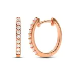 0,15 Karat Diamant Creolen, Rotgold 750 / 18K, Außendurchmesser 13 mm, Breite 1.5 mm, Gewicht ca. 1.8 g