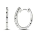 0,16 Karat Diamant Creolen, Weißgold 750 / 18K, Außendurchmesser 13 mm, Breite 1.5 mm, Gewicht ca. 1.7 g