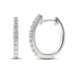 0,15 Karat Diamant Creolen, Weißgold 750 / 18K, Außendurchmesser 13 mm, Breite 1.5 mm, Gewicht ca. 1.8 g