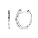 0,21 Karat Diamant Creolen, Weißgold 750 / 18K, Außendurchmesser 13.5 mm, Breite 1.5 mm, Gewicht ca. 1.9 g