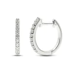 0,21 Karat Diamant Creolen, Weißgold 750 / 18K, Außendurchmesser 13.5 mm, Breite 1.5 mm, Gewicht ca. 1.9 g
