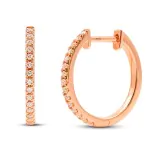 0,12 Karat Diamant Creolen, Rotgold 750 / 18K, Außendurchmesser 14.5 mm, Breite 1.4 mm, Gewicht ca. 1.7 g