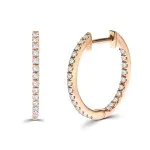 0,20 Karat Diamant Creolen, Rotgold 750 / 18 Karat, Außendurchmesser 15 mm, Breite 1.2 mm, Gewicht ca. 1.6 g.