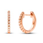 0,07 Karat Diamant Creolen, Rotgold 750 / 18K, Außendurchmesser 9.5 mm, Breite 1.5 mm, Gewicht ca. 0.9 g