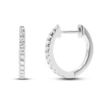 0,07 Karat Diamant Creolen, Weißgold 750 / 18K, Außendurchmesser 9.5 mm, Breite 1.4 mm, Gewicht ca. 1 g