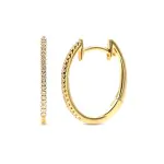 0,12 Karat Diamant Creolen, Gelbgold 585 / 14 Karat, Außendurchmesser 17.5 mm, Breite 1.1 mm, Gewicht ca. 2.1 g.