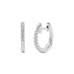 0,17 Karat Diamant Creolen, Weißgold 750 / 18 Karat, Außendurchmesser 12.3 mm, Breite 1.5 mm, Gewicht ca. 1.7 g.