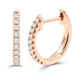 0,10 Karat Diamant Creolen, Rotgold 750 / 18K, Außendurchmesser 11.7 mm, Breite 12.3 mm, Gewicht ca. 1.9 g