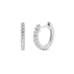 0,19 Karat Diamant Creolen, Weißgold 750 / 18K, Außendurchmesser 10.3 mm, Breite 11.1 mm, Gewicht ca. 1.4 g
