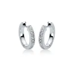 0,15 Karat Diamant Creolen, Weißgold 750 / 18 Karat, Außendurchmesser 11 mm, Breite 1.7 mm, Gewicht ca. 3.1 g.
