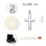 Anhänger Kreuz poliert, Weißgold 585 / 14K, Höhe 21.0 mm, Breite 13.9 mm, Gewicht ca. 0.99 g