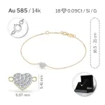 Goldarmband als Ankerkette mit 0,09 Karat Diamanten, Gelbgold 585 / 14 Karat, 20 cm lang, Gewicht ca. 0,9 g.