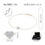 Goldarmband als Ankerkette mit 0,09 Karat Diamanten, Rotgold 585 / 14 Karat, 20,5 cm lang, Gewicht ca. 0,9 g.
