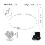 Goldarmband als Ankerkette mit 0,09 Karat Diamanten, Weißgold 585 / 14 Karat, 20 cm lang, Gewicht ca. 0,9 g.