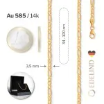 Goldkette als Fantasiekette Bicolor in Gelbgold / Weißgold 585 / 14K, 45 cm lang, 3,5 mm breit, Gewicht ca. 4.7 g.