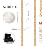 Goldkette als Fantasiekette in Gelbgold 585 / 14K, 65 cm lang, 3,5 mm Breit, Gewicht ca. 5.9 g