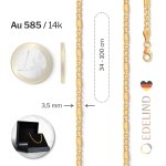 Goldkette als Fantasiekette in Gelbgold 585 / 14K, 60 cm lang, 3,5 mm Breit, Gewicht ca. 5.5 g.
